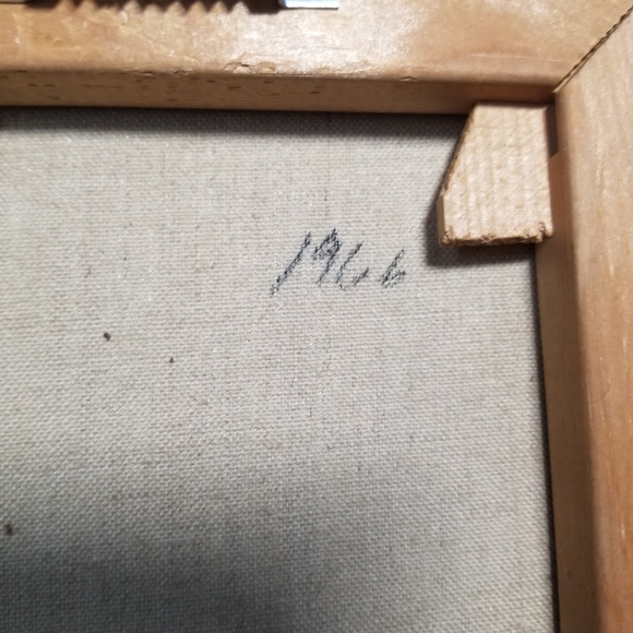 Original Oil Painting On Canvas Church Scene 1966 Signed Handcrafted Frame Vtg - Picture 13 of 16